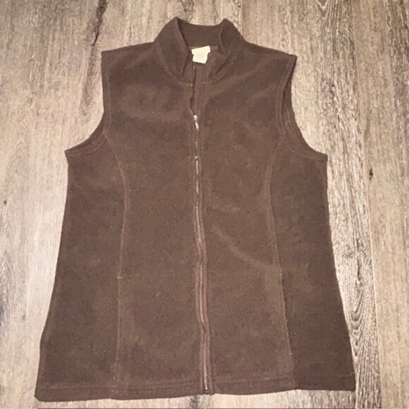 L.L. Bean Tops - LL Bean Polartec Fleece Full Zip Vest Women's Size Medium Regular Brown Soft